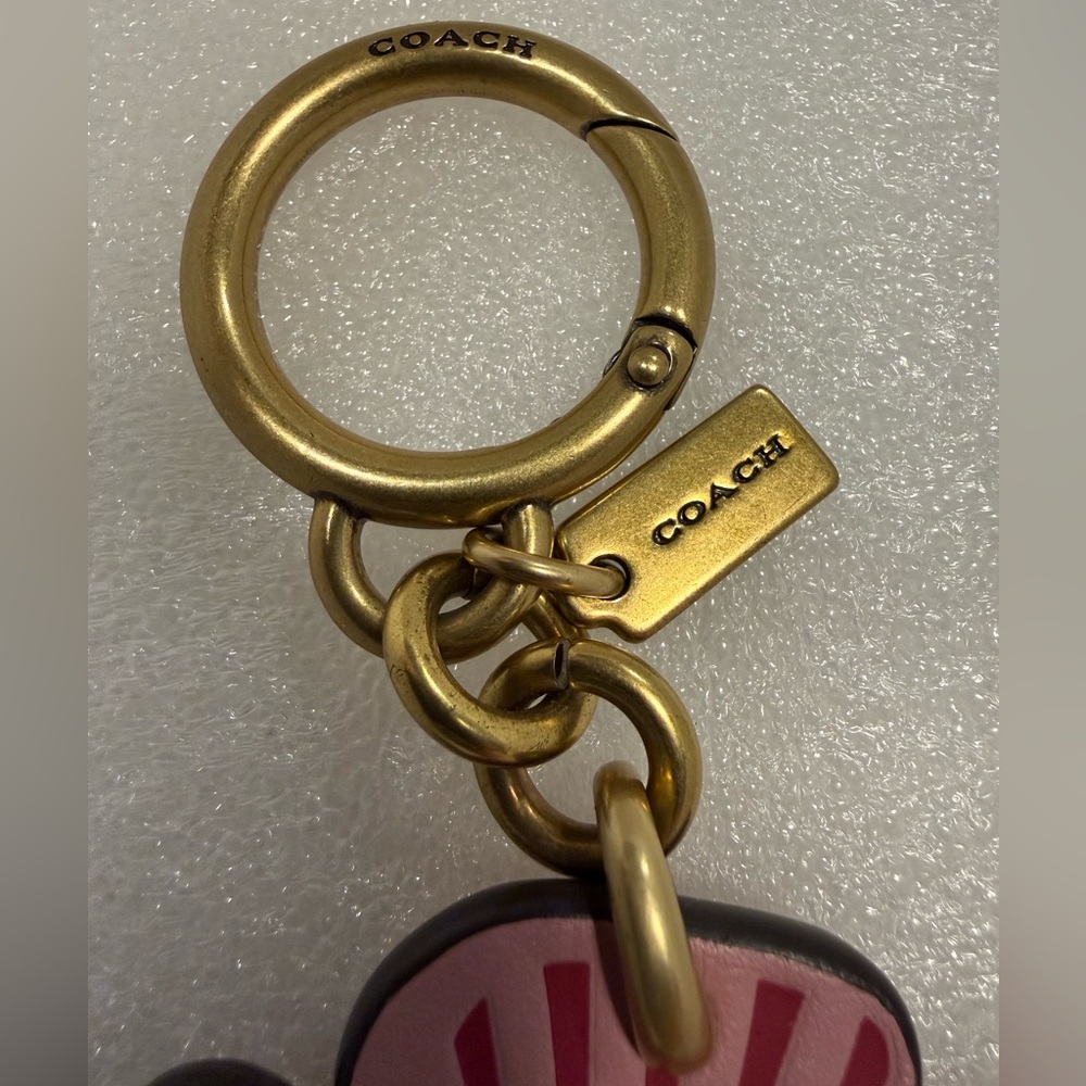 Coach Pink Floral Tea Rose Bag Charm Keychain - Picture 3 of 3